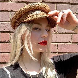 Lack Of Color Newsboy Woven Leather Hat